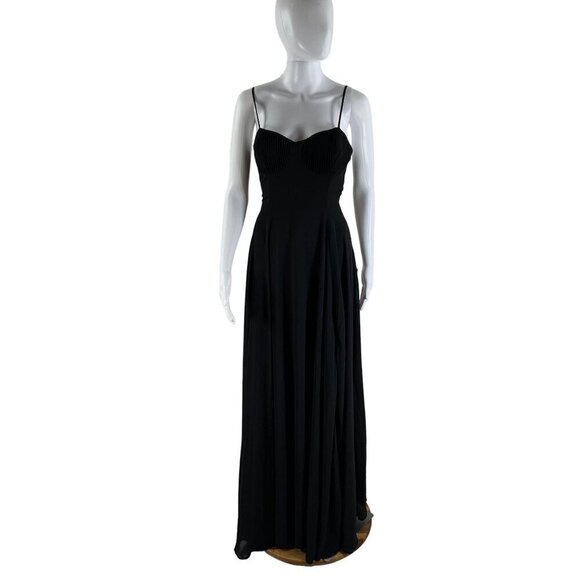 Lulus Cause for Commotion Black Pleated Bustier Maxi Dress M Fairy Goth Witchy - Picture 2 of 16